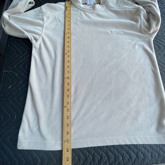 Columbia Shirt Mens Medium Beige Ribbed Long Sleeve Super Soft - Picture 9 of 10